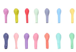 Colorful macaron latex balloons uninflated assortment for party decoration and celebration.