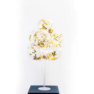Support de ballon transparent avec confettis pour fête, décoration de table pour mariage anniversaire
