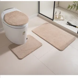 Badezimmermatten Set, weicher Plüsch Toilettensitzbezug und rutschfeste Teppiche.