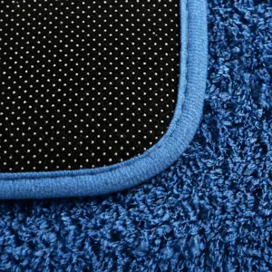 Blauwe antislip badmat met zacht imitatie kasjmier oppervlak, absorberende badkamer mat.