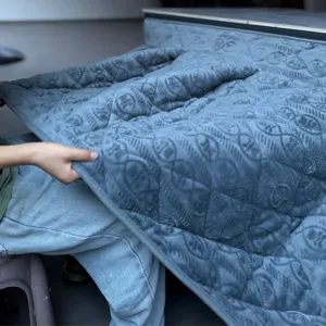 Thickened blue kotatsu table cover with cute cartoon embossed pattern warm home textile decor