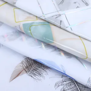 Waterproof oil-proof tablecloth roll modern geometric marble feather pattern decorative film