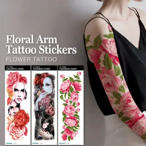 Waterproof Full Arm Temporary Tattoo Sticker Cool Dragon Flower Skull Body Art Transfer Sticker For Men Women