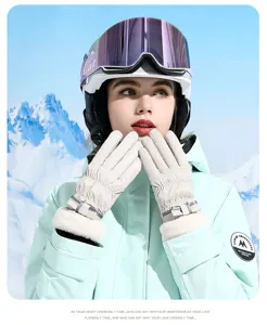 Women's winter ski gloves, fleece-lined thick thermal waterproof windproof for outdoor sports.