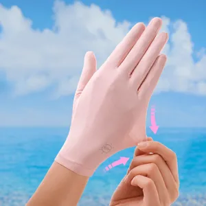 Guanti da sole estivi in seta di ghiaccio da donna traspiranti elastici protezione UV vista principale.