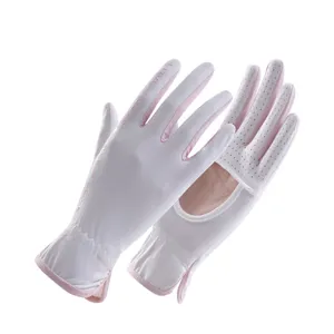 Women's sun protection gloves ice silk breathable anti-slip touchscreen summer white