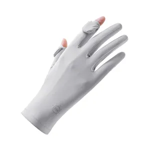 Guanti da sole senza dita in seta di ghiaccio anti-UV da donna per ciclismo estivo