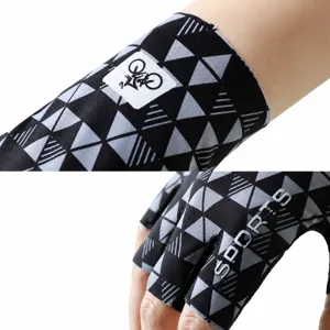 Unisex half-finger cycling gloves with anti-slip shock absorption and elastic wrist.