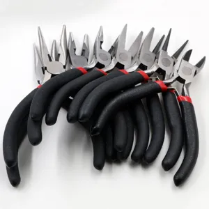 Mini DIY hand pliers set, assorted needle nose and side cutters for jewelry making tools.