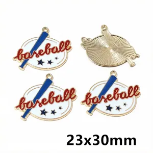 Alloy drip oil baseball pendant DIY charm keychain bag accessory jewelry making supplies