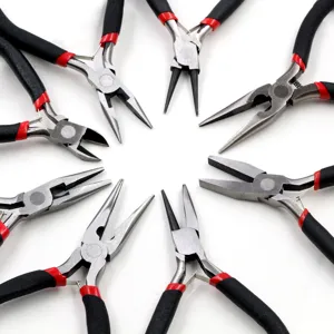 Mini DIY jewelry pliers set, carbon steel needle nose and diagonal cutting hand tools.