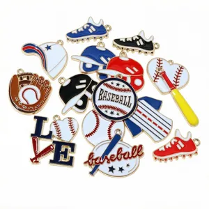 Alloy Drip Oil Baseball Series Charms DIY Jewelry Pendants Hat Shoes Glove Bat Sports Charms For Keychains And Bags