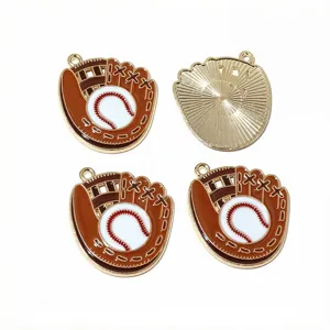 Alloy oil-drop baseball glove charms pendant DIY jewelry making keychain bag accessories 4pcs