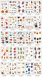 Halloween temporary tattoo stickers details, waterproof cartoon kids party funny body art.