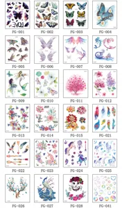 Waterproof glitter butterfly and unicorn temporary tattoo stickers set for women girls