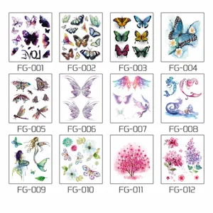 Waterproof Temporary Tattoo Stickers Gradient Unicorn Butterfly Glitter Flash Tattoo Body Art Fake Tattoo For Women Girls