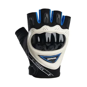 Men's motorcycle riding half-finger gloves with hard knuckle protection, breathable and non-slip.