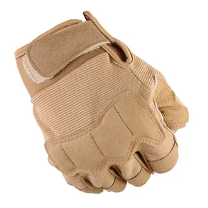 Tactical half finger gloves detail shot, anti slip design for outdoor sports and cycling.