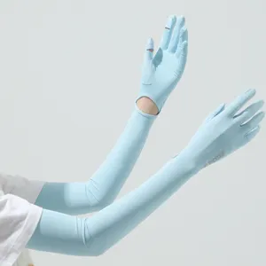 Manches longues en soie glacée protection solaire femmes extérieur anti-UV bras
