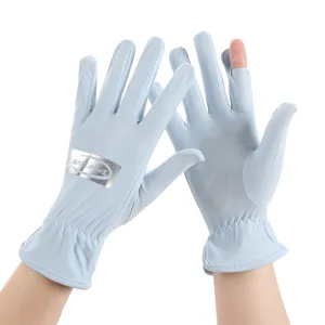 Summer Sun Protection Ice Silk Gloves For Women And Men UV Protection Touch Screen Outdoor Sports Gloves