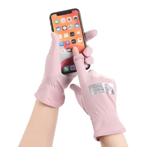 Summer UV protection touch screen gloves for driving outdoor cycling pink thin ice silk