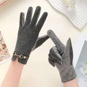 Women's cashmere warm gloves winter touch screen fleece lined thickened windproof style
