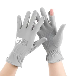 Summer sun protection ice silk gloves breathable UV blocking outdoor driving half finger gloves