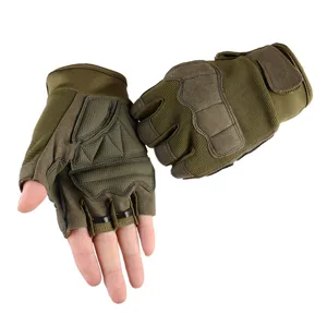 Tactical half-finger gloves detail view, durable outdoor sports cycling climbing gear.