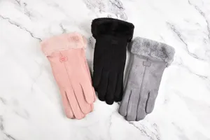 Women winter touch screen gloves fleece lined warm thick suede outdoor cold weather driving