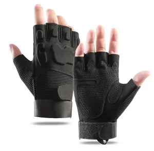 Men's tactical half-finger gloves anti-slip sports cycling outdoor fitness gear black