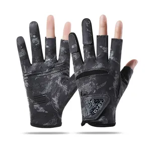 Men's outdoor fishing gloves summer breathable non-slip three-fingerless design.