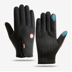 Winter thermal cycling gloves with zipper, full finger touchscreen design and anti-slip grip.