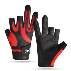 Professional anti-slip fishing gloves with three-cut fingers and adjustable wrist support.