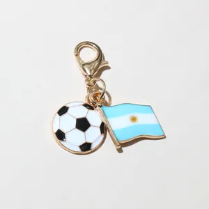 Soccer ball Argentina flag charm pendant keychain DIY craft accessory detailing closeup
