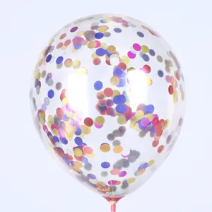 Ballon en latex transparent avec confettis 12 pouces sequins colorés pour fête décoration.