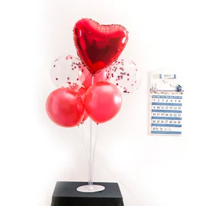 Kit support de ballon avec coeur rouge et ballons latex confettis pour decoration de fete