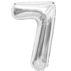 Ballon aluminium chiffre 7 argenté pour décoration de fête d'anniversaire, 32 pouces.