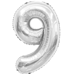 Ballon en aluminium argenté chiffre 9 de 32 pouces pour décoration de fête d'anniversaire