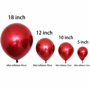 Red metallic latex balloons set in 5 10 12 18 inch for wedding party decoration and celebration.