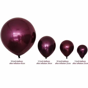 Double layer cherry red metallic balloons set in various sizes for wedding room party decor