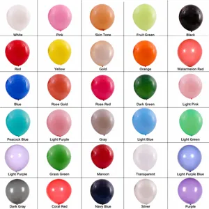 Colorful latex balloons assorted color chart set for birthday wedding party decoration.