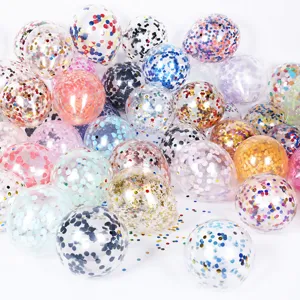 Ensemble de Ballons Transparents en Latex avec Paillettes et Confettis pour Anniversaire Mariage Fête Noël
