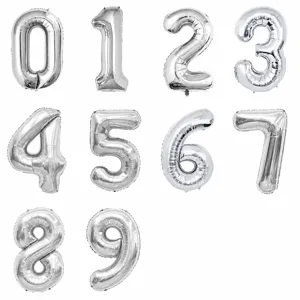 Ballon en Aluminium Chiffre Argent Métallique Fête d'Anniversaire Décoration