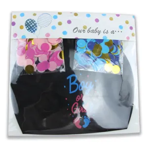 36-inch gender reveal balloon kit with confetti, black latex balloon for baby shower party.