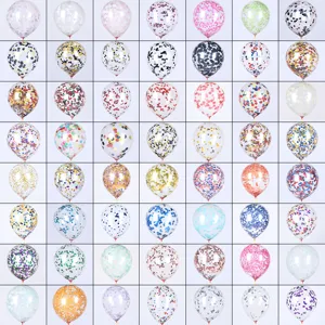 Lot de 12 pouces ballons transparents a confettis, ballons en latex sequins pour mariage fete.