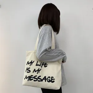 Canvas tote bag for women, large capacity shoulder bag, casual student daily shopping bag