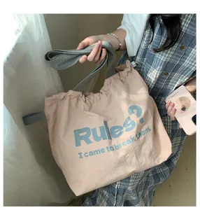 Casual minimalist canvas shoulder tote bag, large capacity stylish daily handbag for women.