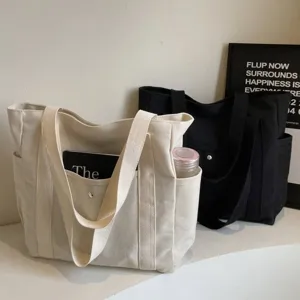 Large capacity canvas tote bag for women daily commute casual versatile single shoulder