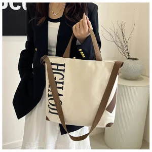 Grand sac cabas en toile grande capacite sac a bandouliere loisir mode tendance.