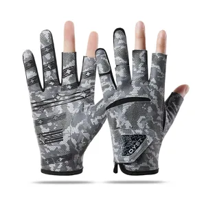 Men's Outdoor Fishing Gloves Summer Ice Silk Breathable Non-Slip Wear-Resistant Half Finger Camouflage Sports Gloves